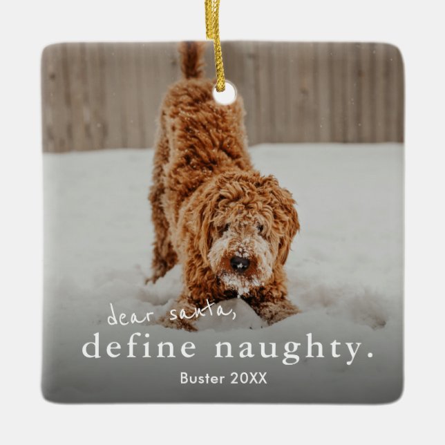 Funny Naughty Pet 2 Foto Weihnachten Keramikornament (Vorderseite)