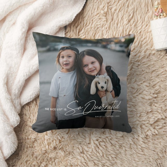 Funny Naughty The Nice List Foto Weihnachten Kissen (Decke)