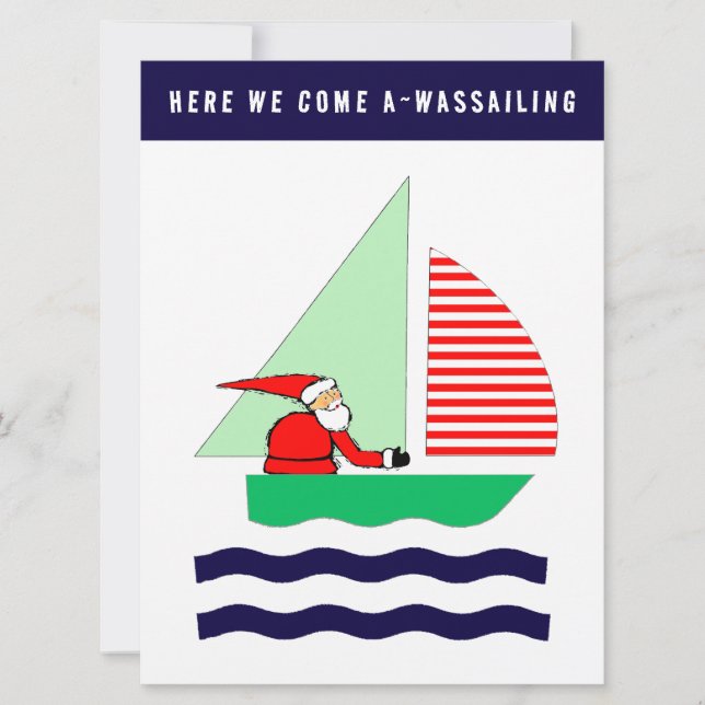 Funny Nautical Sailboat Christmas Feiertagskarte (Vorderseite)