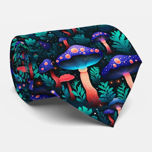 Funny Neck Tie mit Mushroom Pattern Krawatte (Gerollt)