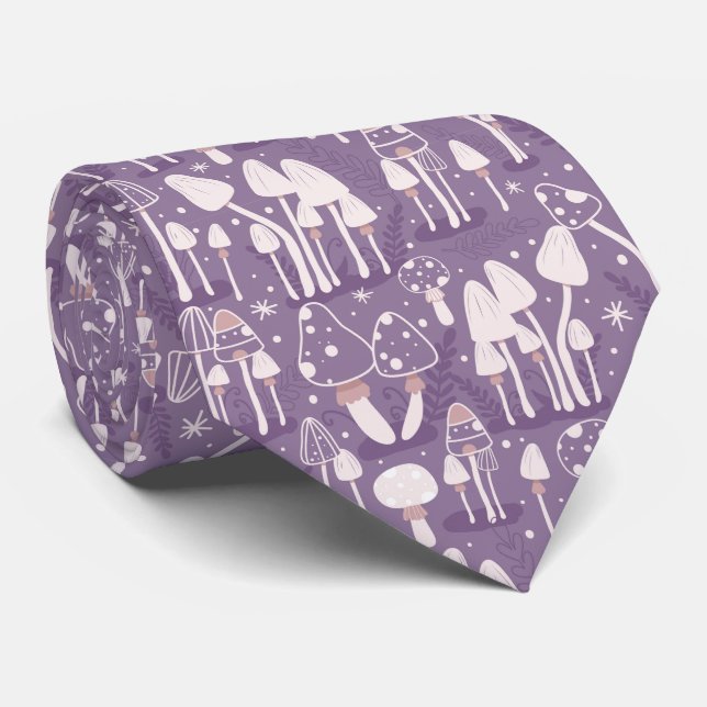 Funny Neck Tie mit Mushroom Pattern Krawatte (Gerollt)