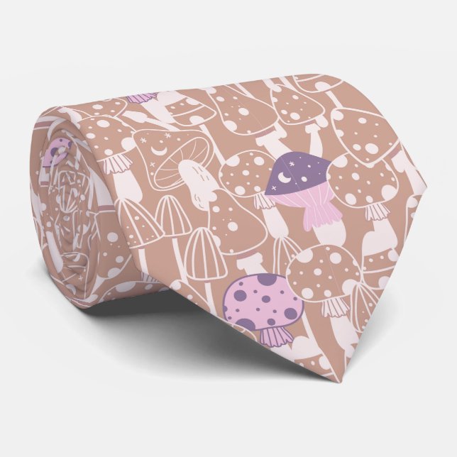 Funny Neck Tie mit Mushroom Pattern Krawatte (Gerollt)