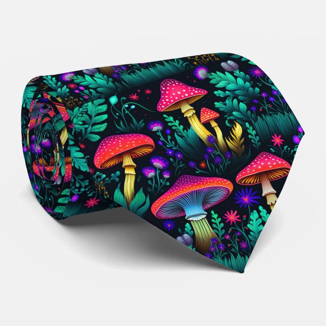 Funny Neck Tie mit Mushroom Pattern Krawatte (Gerollt)