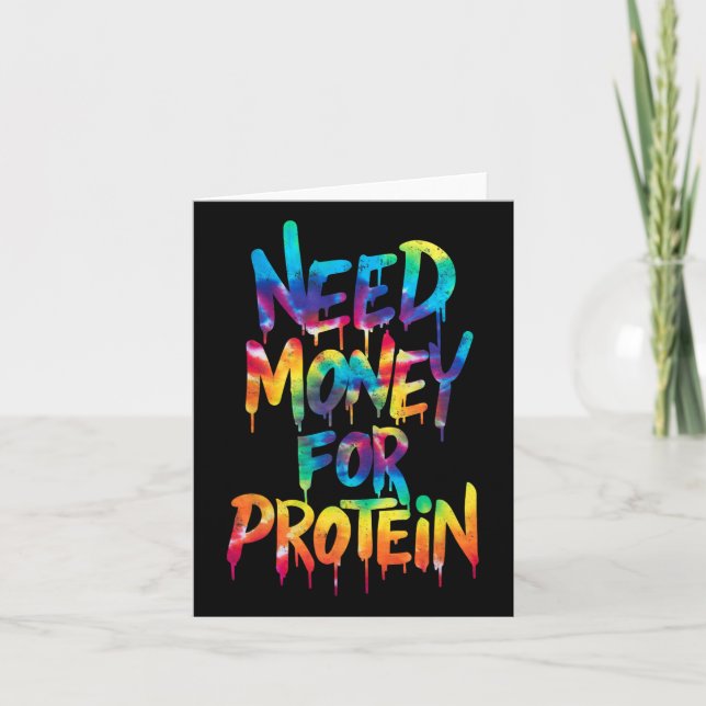 Funny Need Money for Protein Workout Joke Gym Kraw Karte (Vorderseite)