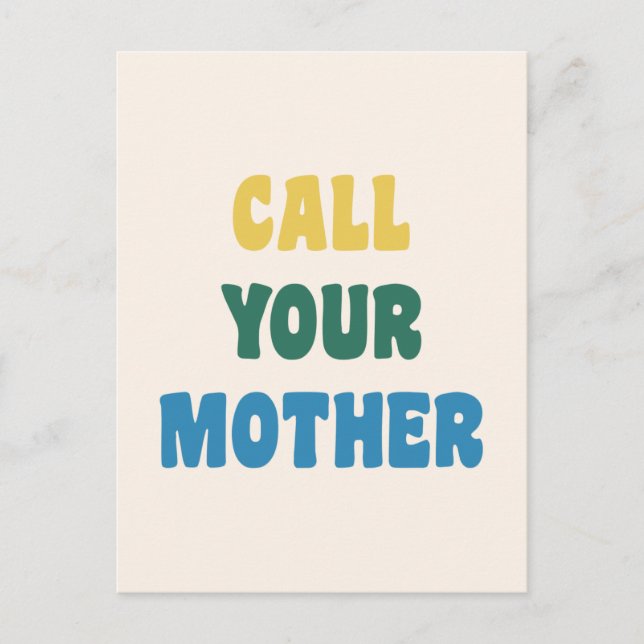 Funny nennen Sie Ihre Mutter Mama buntes Zitat Postkarte (Vorderseite)