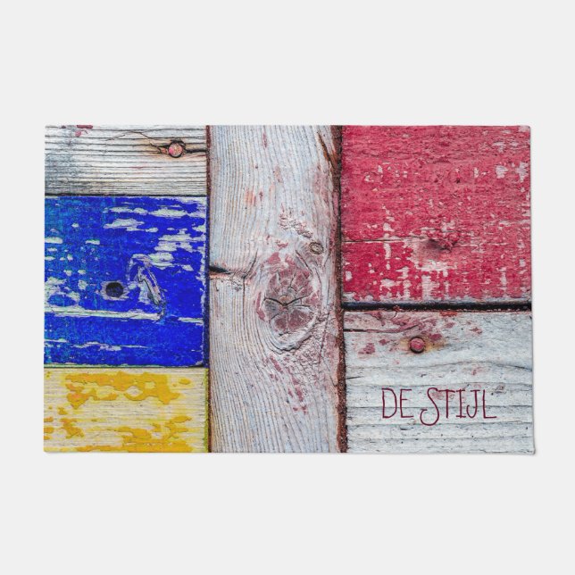 Funny Neoplasticism Holzkunst Stil anpassbar Fußmatte (Vorderseite)