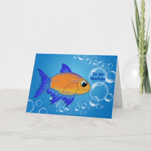 Funny Nephew Blue Birthday Card Karte (Vorderseite)