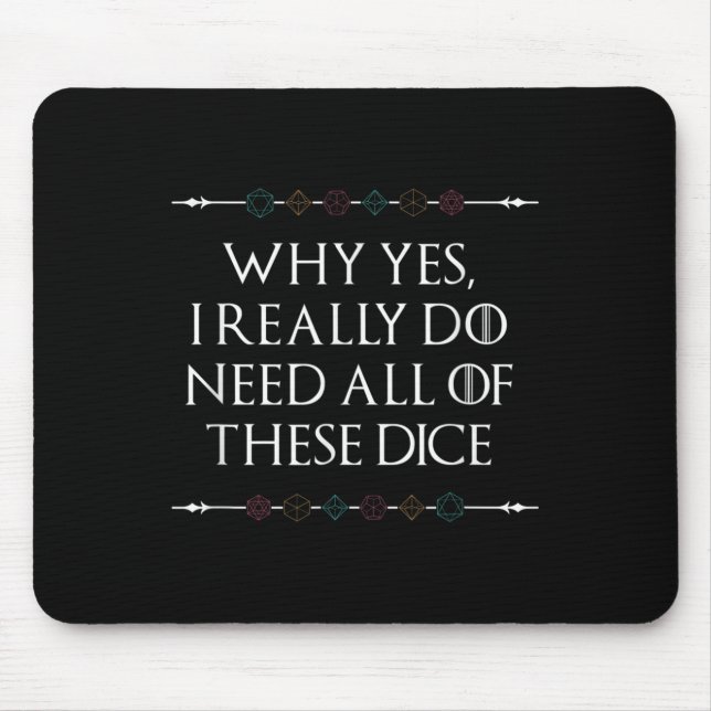 Funny Nerdy Gaming D20 Rpg Dice Sprichwort Quote G Mousepad (Vorne)