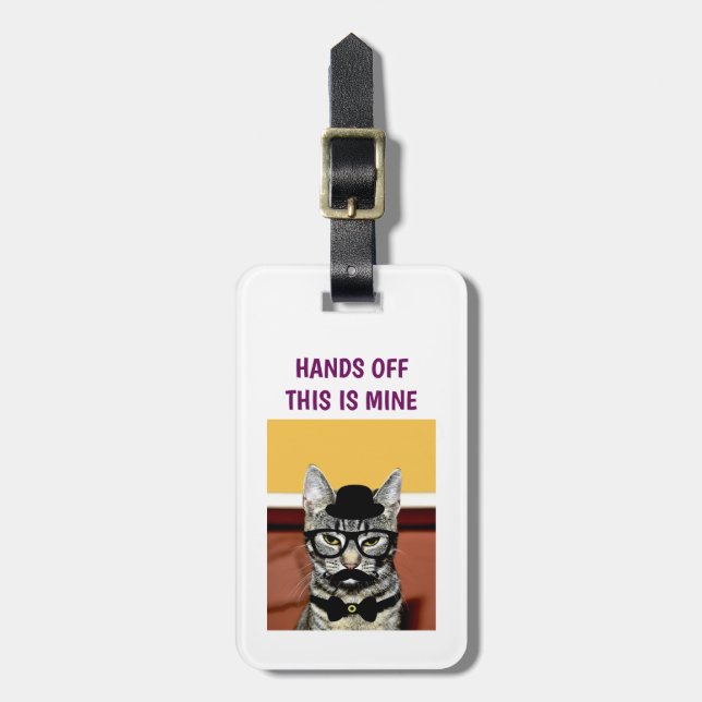 Funny Nerdy Hipster Cat mit Brillenhandschuhen aus Gepäckanhänger (Vorderseite vertikal)