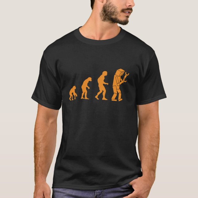 Funny Nerdy Robot Evolution Computer Robotics Geek T-Shirt (Vorderseite)