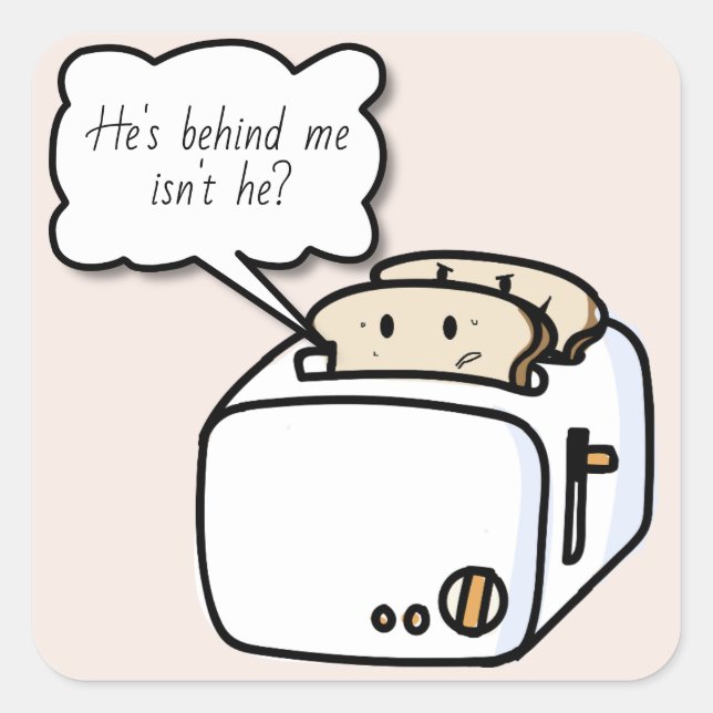 Funny Nervous Toast Cartoon Quadratischer Aufkleber (Vorderseite)