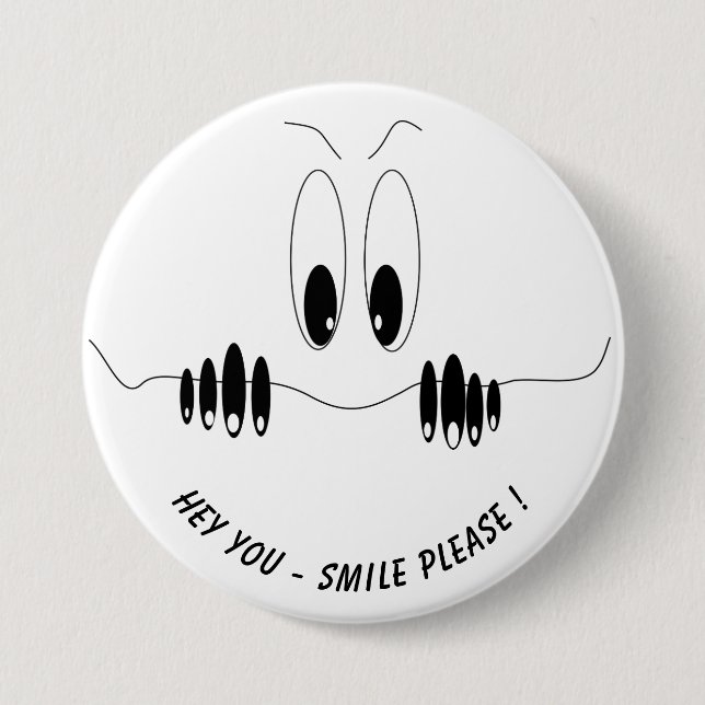Funny Neugier Augen Button Lächeln Sie Ihren Text/ (Vorderseite)