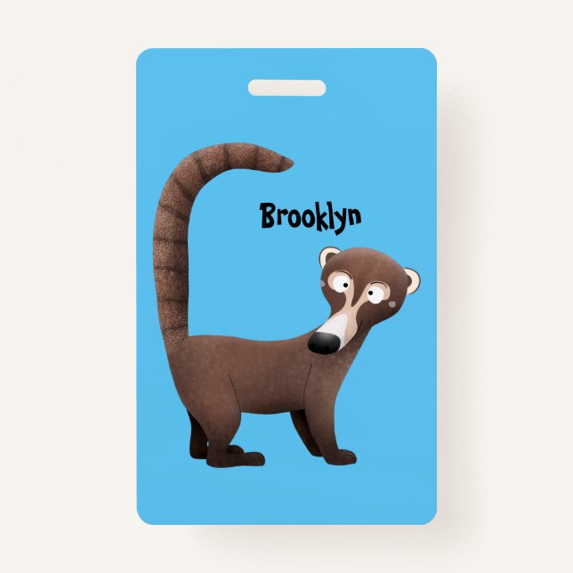 Funny neugierig coatimundi Cartoon Illustration Ausweis (Vorderseite)
