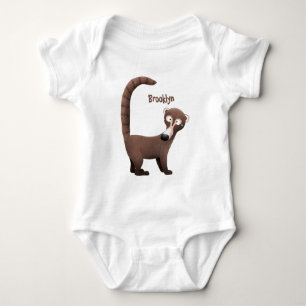 Funny neugierig coatimundi Cartoon Illustration Baby Strampler