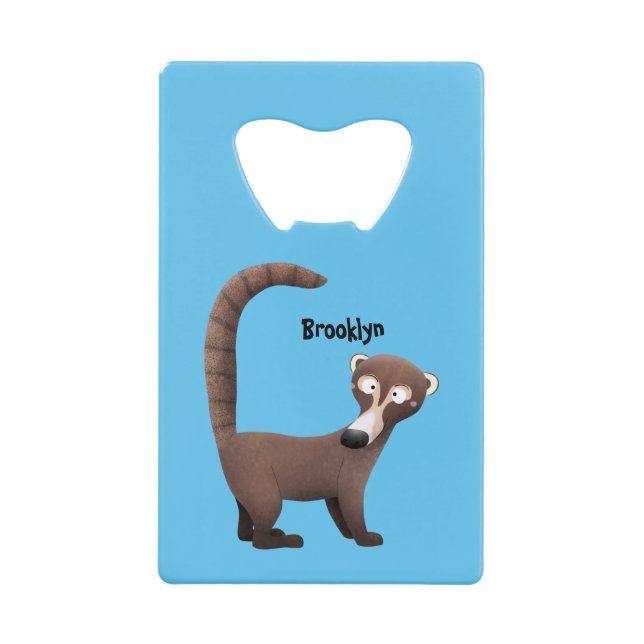 Funny neugierig coatimundi Cartoon Illustration Geldbeutel Flaschenöffner (Vorderseite)