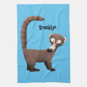 Funny neugierig coatimundi Cartoon Illustration Geschirrtuch