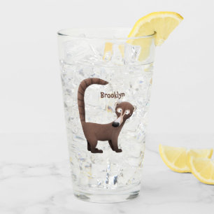Funny neugierig coatimundi Cartoon Illustration Glas