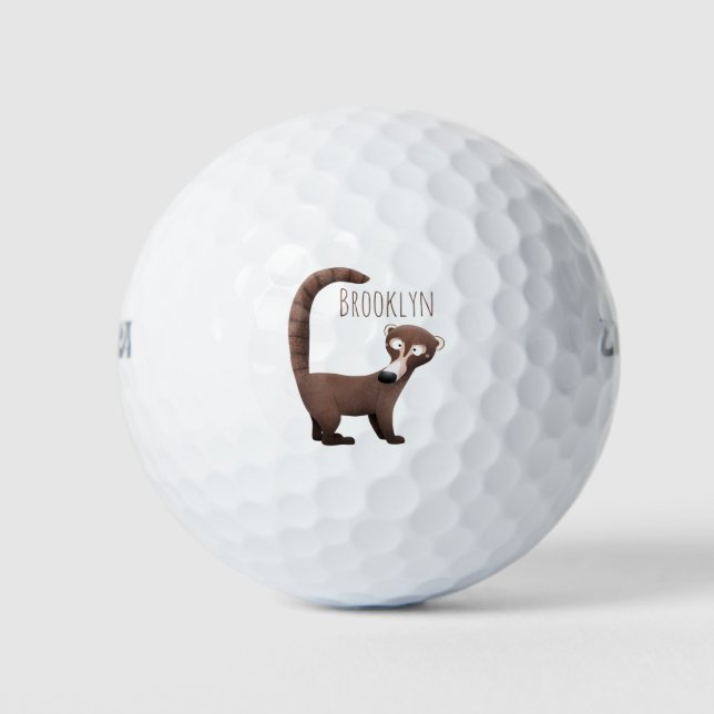 Funny neugierig coatimundi Cartoon Illustration Golfball (Vorderseite)