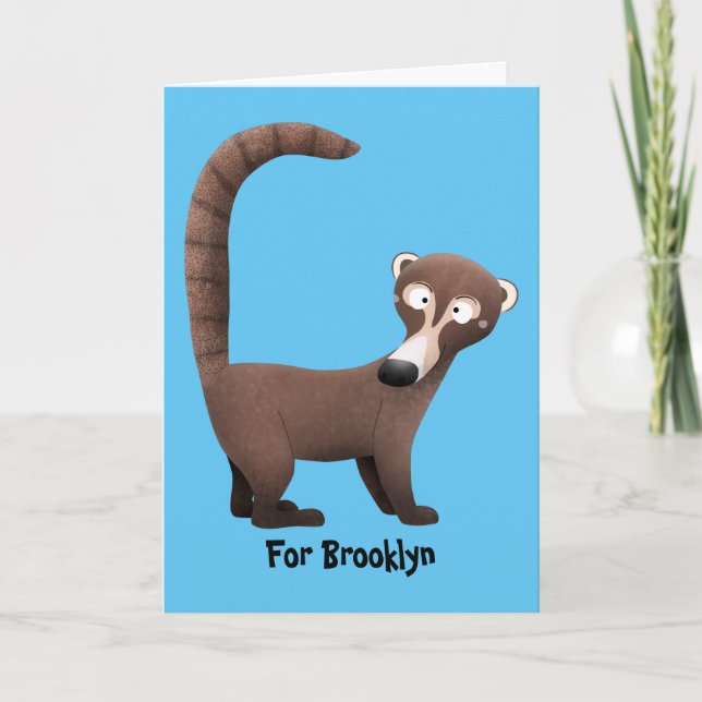 Funny neugierig coatimundi Cartoon Illustration Karte (Vorderseite)