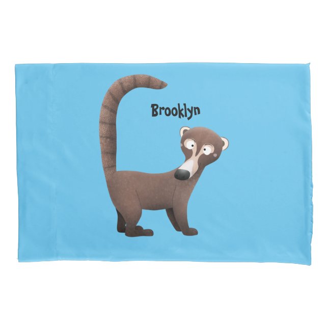 Funny neugierig coatimundi Cartoon Illustration Kissenbezug (Vorderseite)