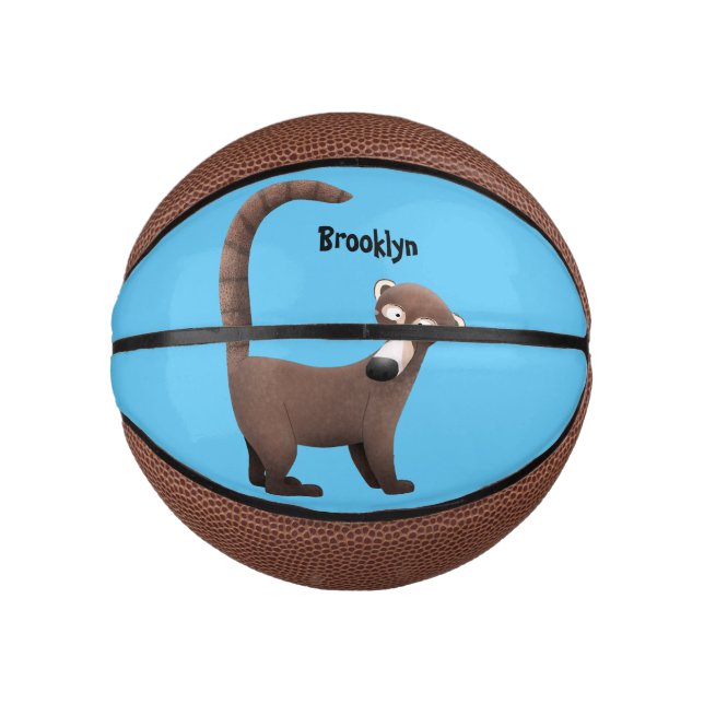 Funny neugierig coatimundi Cartoon Illustration Mini Basketball (Vorderseite)