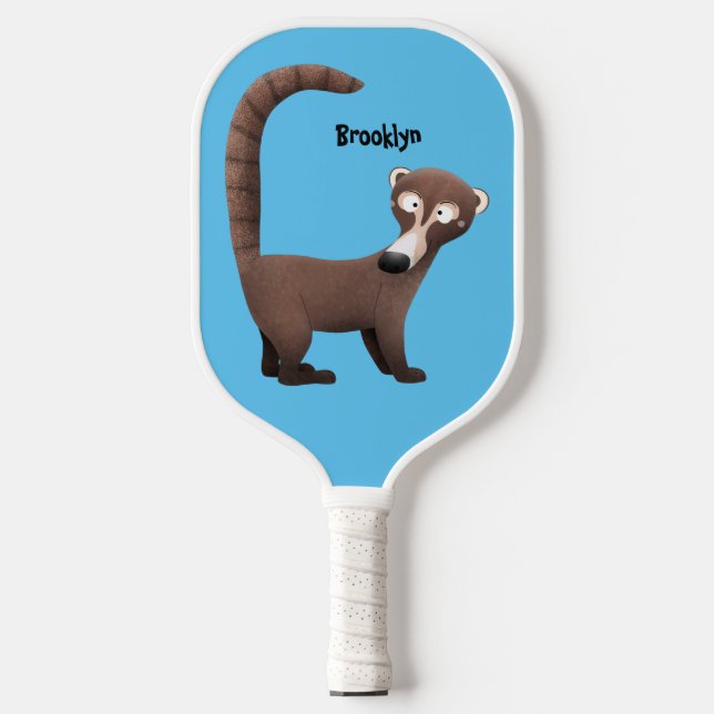 Funny neugierig coatimundi Cartoon Illustration Pickleball Schläger (Vorderseite)