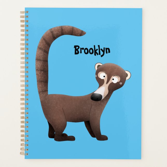 Funny neugierig coatimundi Cartoon Illustration Planer (Vorderseite)