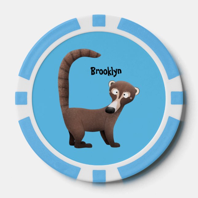 Funny neugierig coatimundi Cartoon Illustration Pokerchips (Vorderseite)