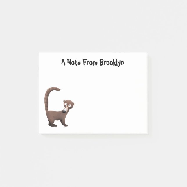 Funny neugierig coatimundi Cartoon Illustration Post-it Klebezettel (Vorderseite)