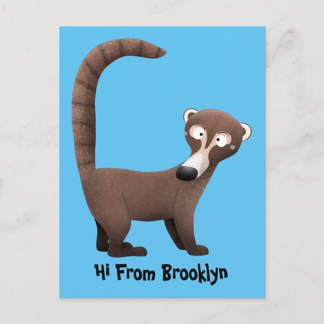 Funny neugierig coatimundi Cartoon Illustration Postkarte (Vorderseite)