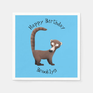 Funny neugierig coatimundi Cartoon Illustration Serviette