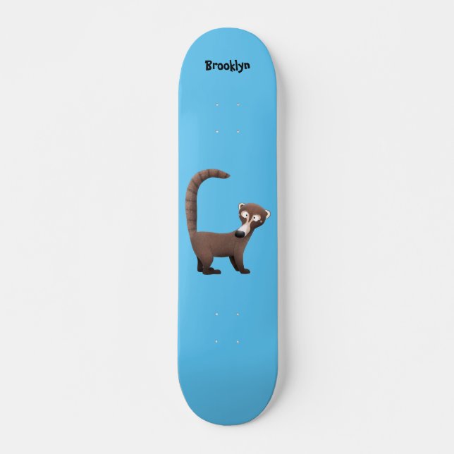 Funny neugierig coatimundi Cartoon Illustration Skateboard (Vorne)