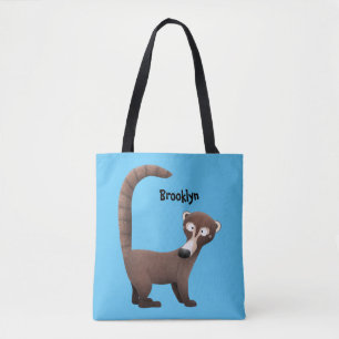Funny neugierig coatimundi Cartoon Illustration Tasche
