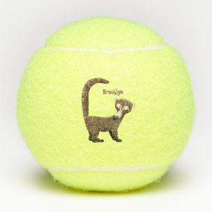 Funny neugierig coatimundi Cartoon Illustration Tennisbälle