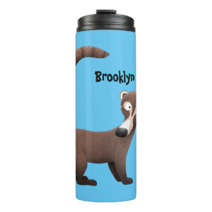 Funny neugierig coatimundi Cartoon Illustration Thermosbecher