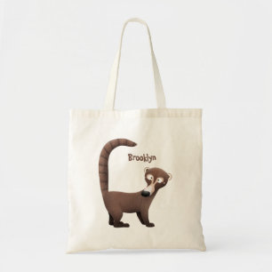 Funny neugierig coatimundi Cartoon Illustration Tragetasche