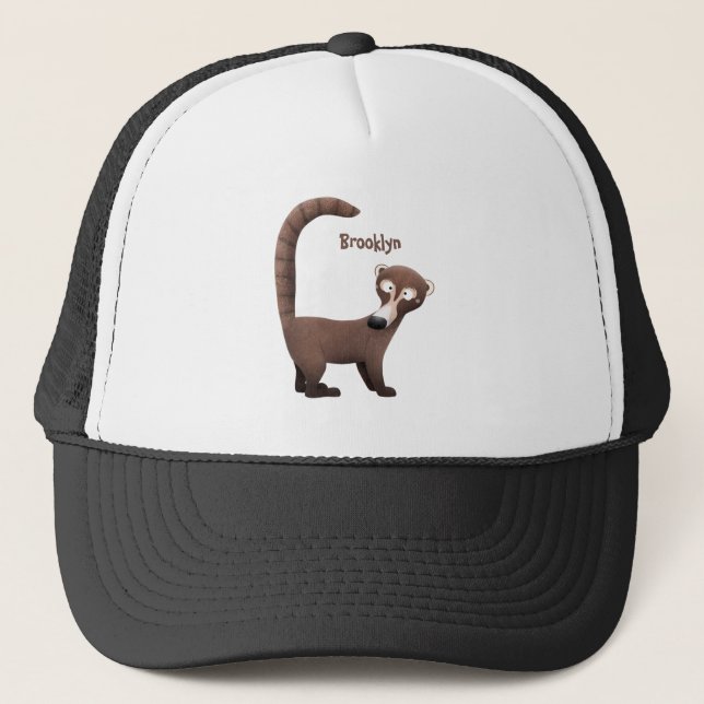Funny neugierig coatimundi Cartoon Illustration Truckerkappe (Vorderseite)