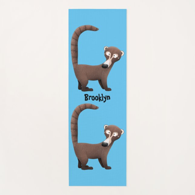 Funny neugierig coatimundi Cartoon Illustration Yogamatte (Vorderseite)
