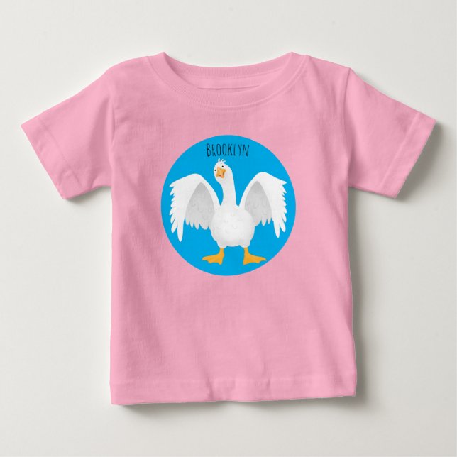 Funny neugierig Hausgans Cartoon Illustration Baby T-shirt (Vorderseite)