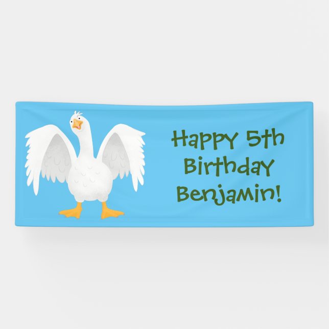 Funny neugierig Hausgans Cartoon Illustration Banner (Horizontal)
