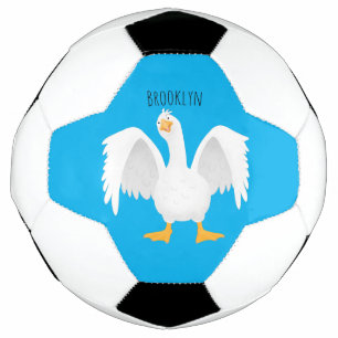 Funny neugierig Hausgans Cartoon Illustration Fußball