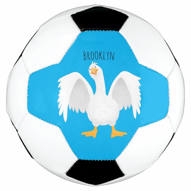Funny neugierig Hausgans Cartoon Illustration Fußball (Vorderseite)