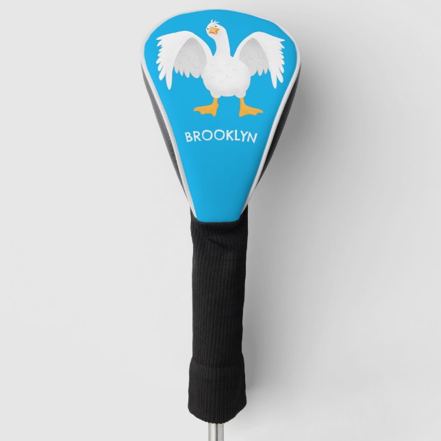 Funny neugierig Hausgans Cartoon Illustration Golf Headcover (Vorderseite)