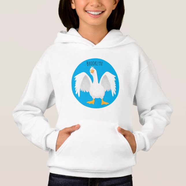 Funny neugierig Hausgans Cartoon Illustration Hoodie (Vorderseite)