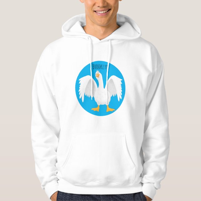 Funny neugierig Hausgans Cartoon Illustration Hoodie (Vorderseite)