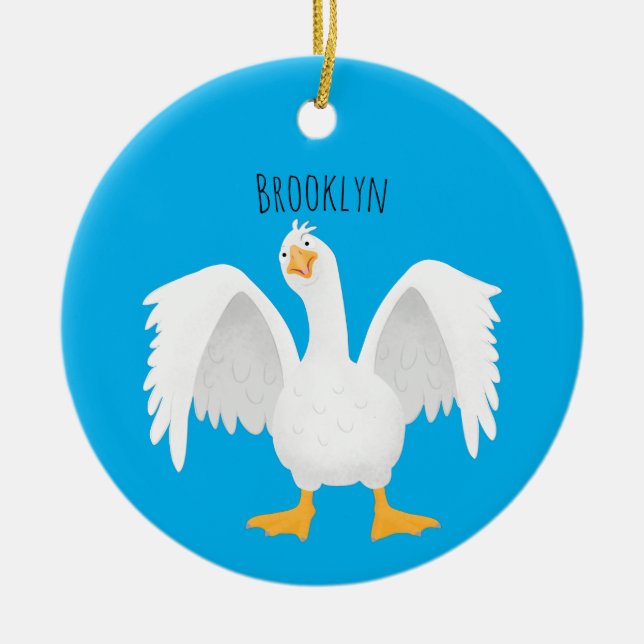 Funny neugierig Hausgans Cartoon Illustration  Keramik Ornament (Vorne)
