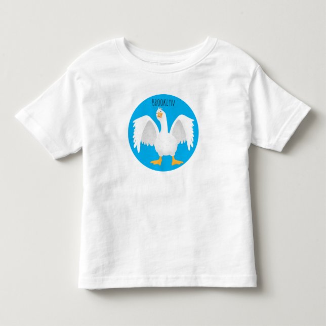 Funny neugierig Hausgans Cartoon Illustration Kleinkind T-shirt (Vorderseite)