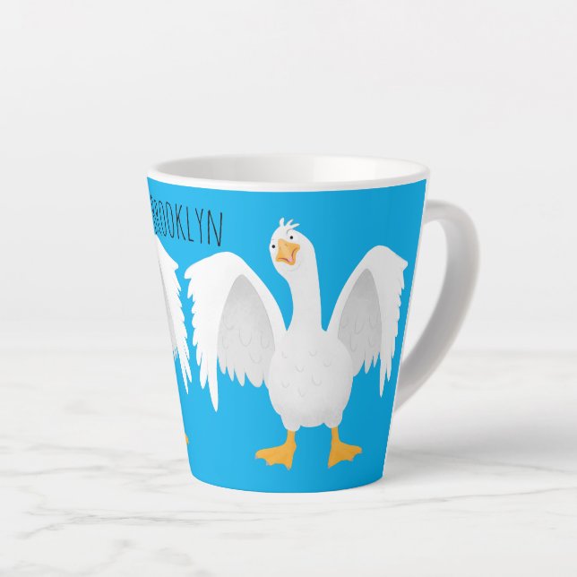 Funny neugierig Hausgans Cartoon Illustration Milchtasse (Rechte Ecke)