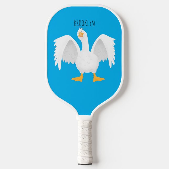 Funny neugierig Hausgans Cartoon Illustration Pickleball Schläger (Vorderseite)