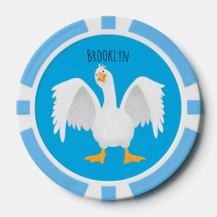 Funny neugierig Hausgans Cartoon Illustration Pokerchips